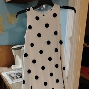 Asymmetrical Polka Dot Dress - Black and White